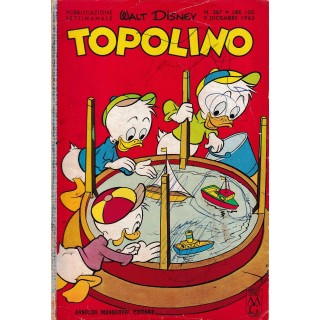Topolino n.  367  originale dic 1962  FIGURINE ed. Walt Disney Mondadori