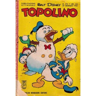 Topolino n.  374  originale gen 1963  FIGURINE ed. Walt Disney Mondadori