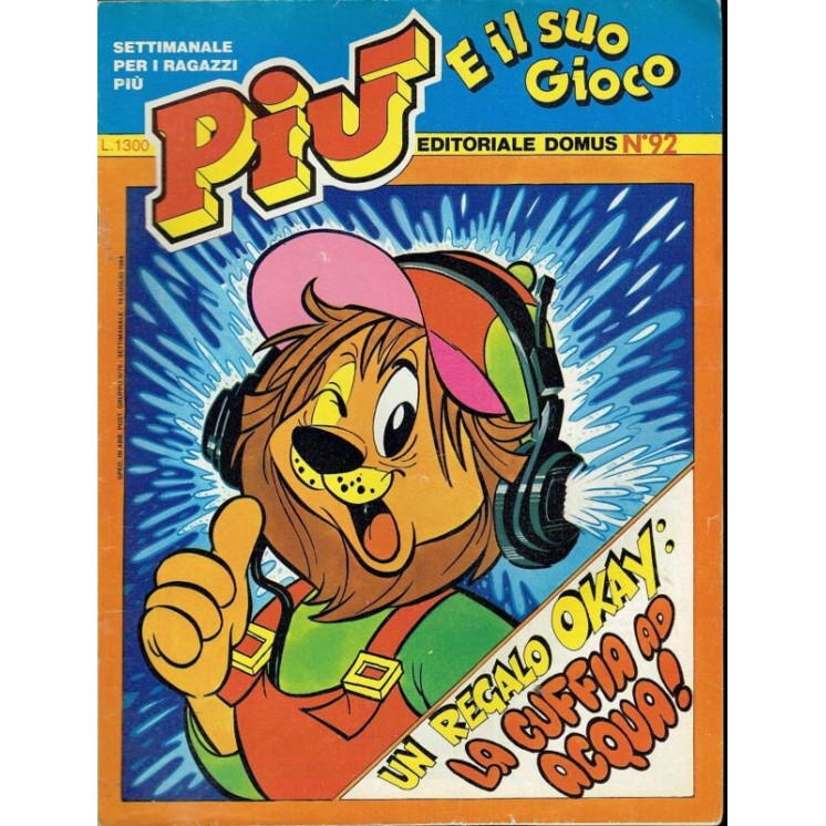 PIU' settimanale per ragazzi 92 ed.Domus Poochie Masters Turbo FU03...