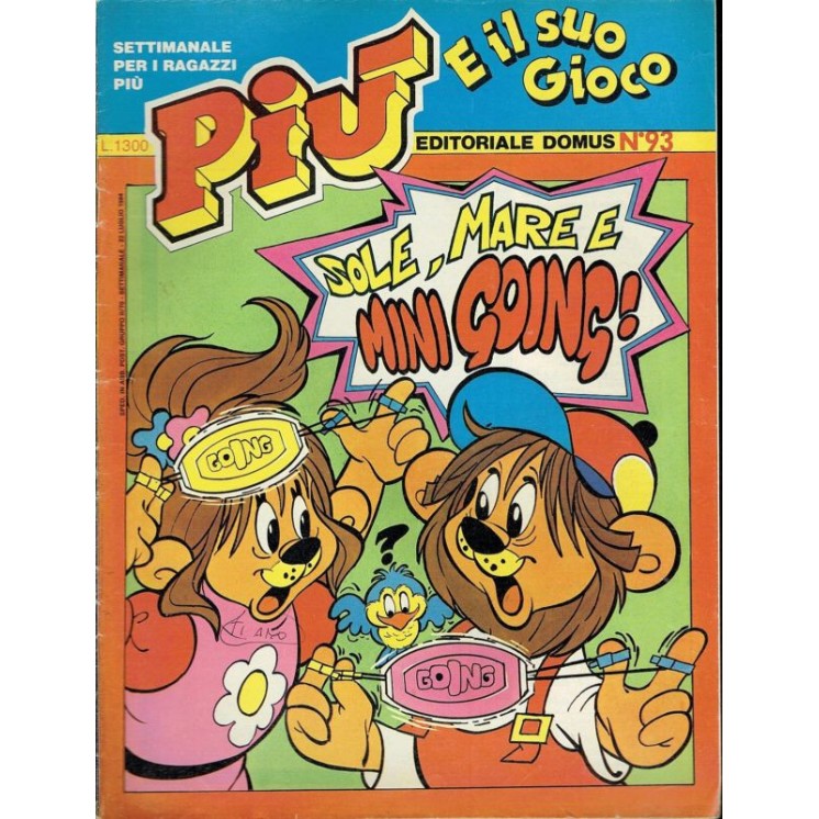 PIU' settimanale per ragazzi 93 ed.Domus Poochie Masters Turbo FU03...