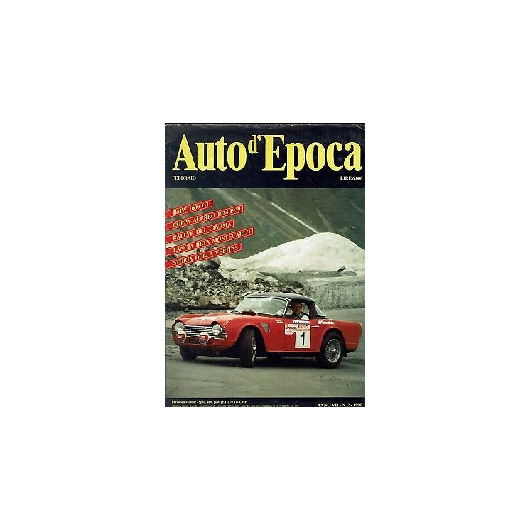 AUTO D'EPOCA 2 feb 1990:BMW1600 GT Coppa Acerbo 6,20€