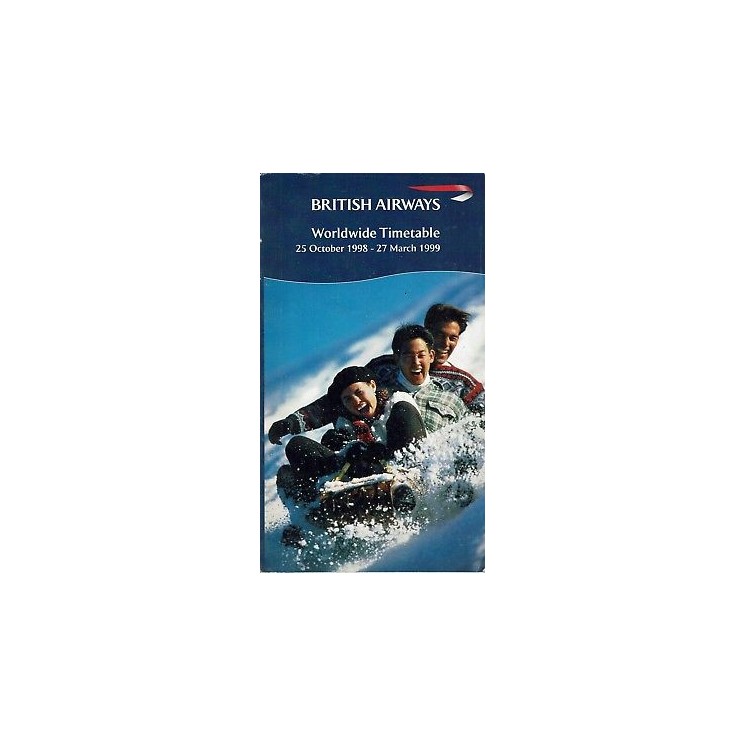 Timetable BA British Airways 25 oct 1998 27 mar 1999 flight schedul...