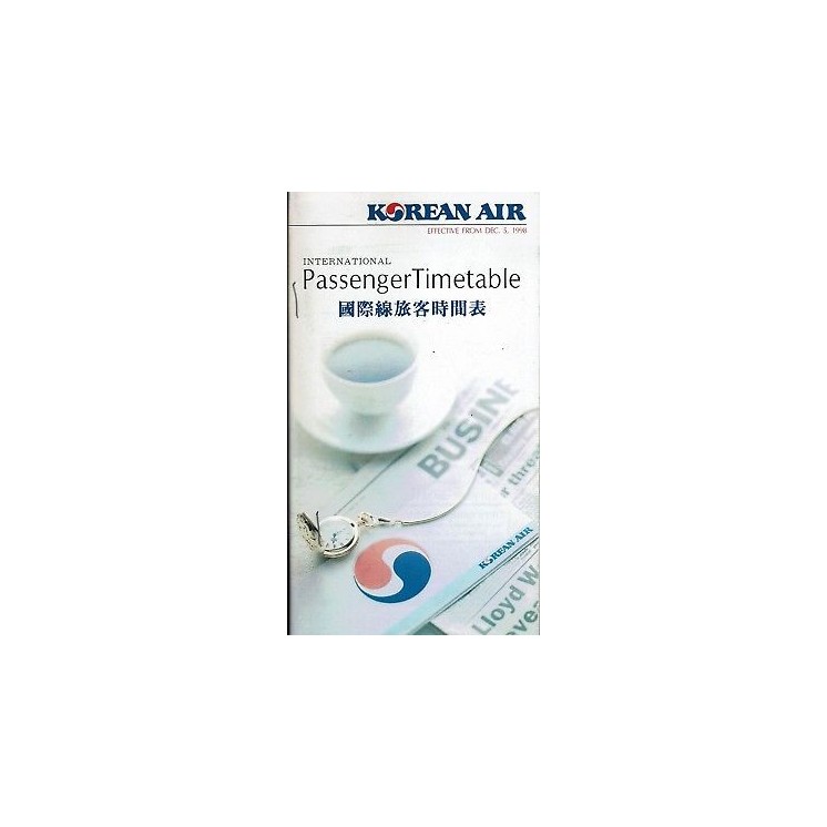 Timetable Korean Air international dec.5 1998 flight schedule A92  ...