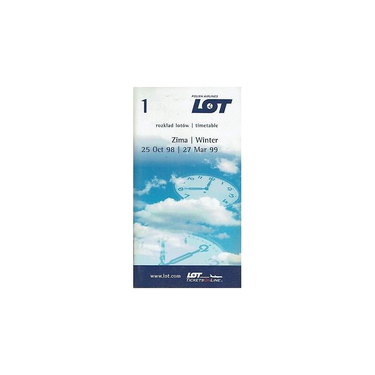 Timetable LO LOT Polish Airlines 25 oct 98 27 mar 99 flight schedul...