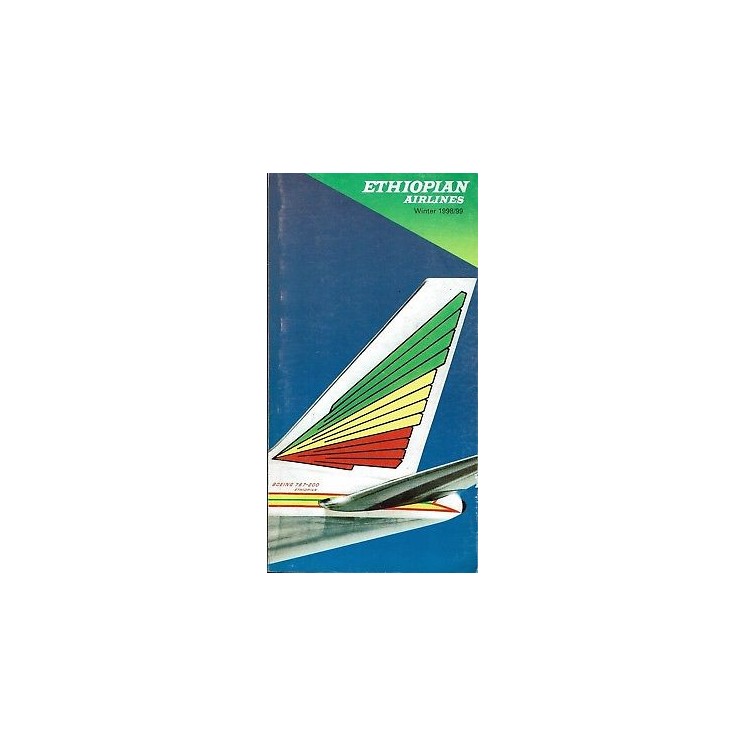 Timetable ET Ethipian Airlines winter 1998/99 flight schedule A92  ...