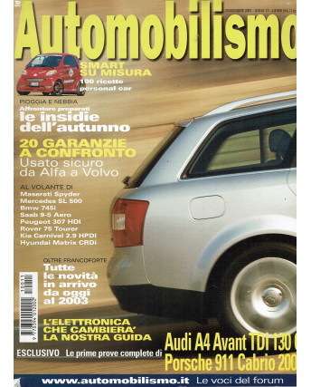 AUTOMOBILISMO n.11 anno 17 Nov 2001 Audi A4 Avant TDI 130 Cv ed.Edisport R02