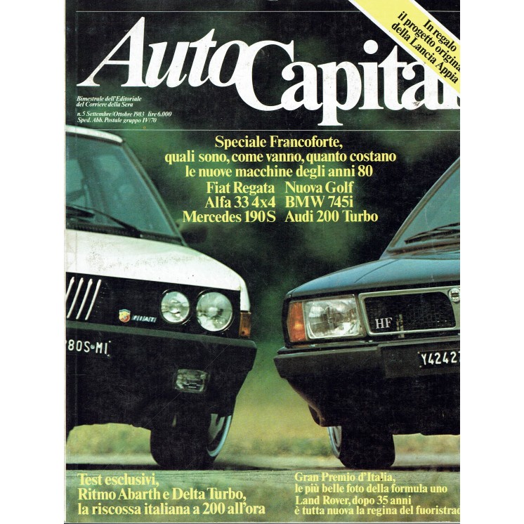 AutoCapital N. 5 Set 1983 Audi 200 Turbo, Fiat Regata,BMW 745i ed.Corriere Sera 
