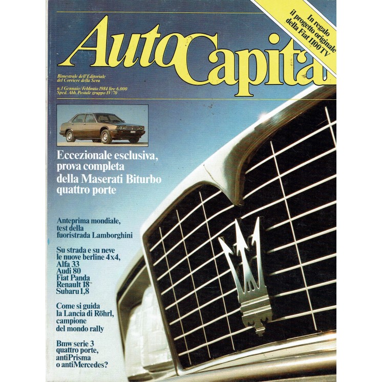 AutoCapital N. 1 Gen 1984 Maserati Biturbo, Alfa 33, Audi 80 ed.Corriere Sera 