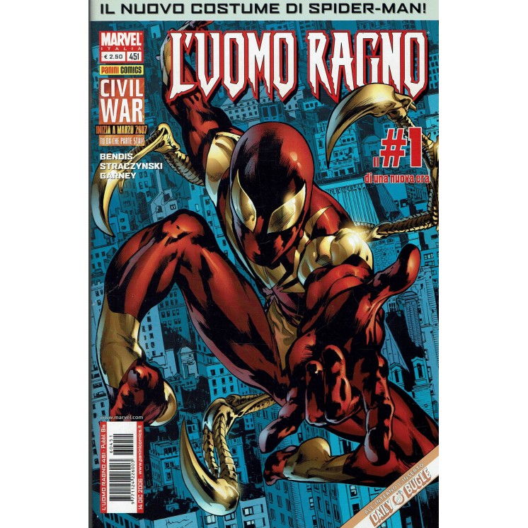 L'Uomo Ragno n. 451 Civil War nuovo costume di Spiderman ed.Panini Comics