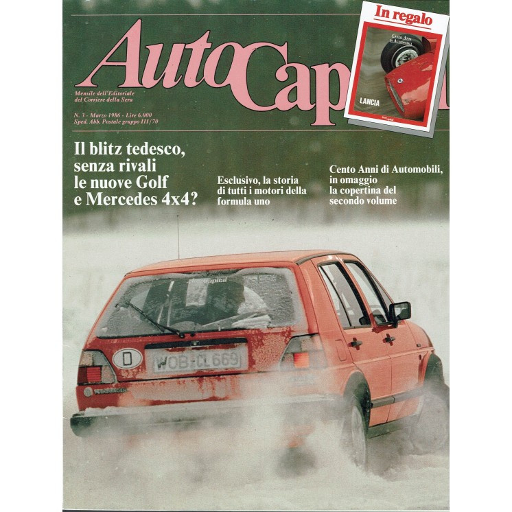 AutoCapital N. 3 Mar 1986 Volkswagen Golf Syncro,Michel Vaillant ed.CorriereSera