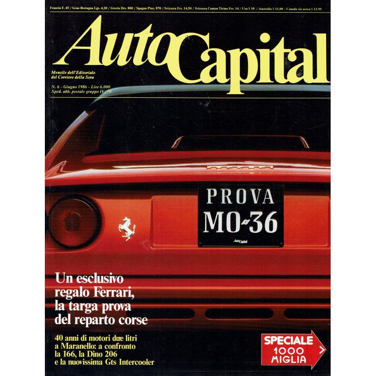 AutoCapital N. 9 Set 1986 Cadillac Allanté,BMW M3,Ford Cosworth ed.Corriere Sera