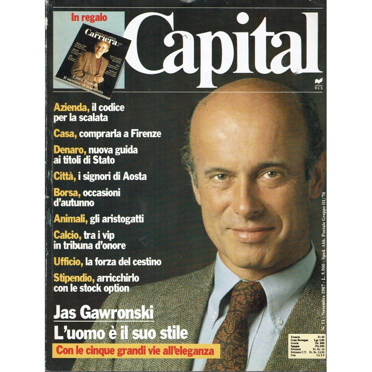 Capital N.11 Nov 1987 Jas Gawronski, Wall Street, Moto Aprilia ed.RCS