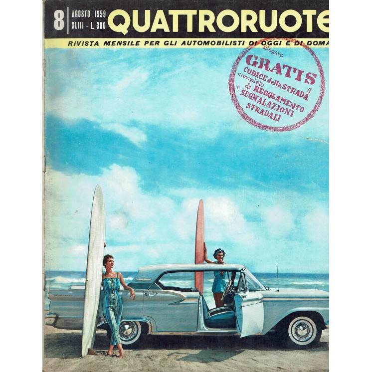 Quattroruote  43 Ago '59 Alfa romeo 2000, Opel Kapitaen, Fiat-EUR FF05