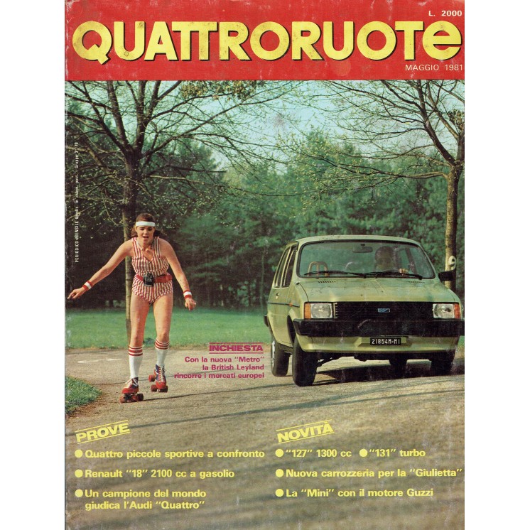 Quattroruote 307 Mag 1981 Renault 18 2100 cc, Audi Quattro ed.Domus FF05