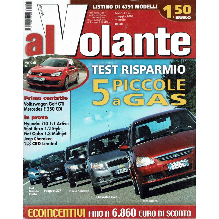 Al Volante n. 5  Anno XI Mag 2009 VW Golf GTI, Fiat Grande Punto, Sandero