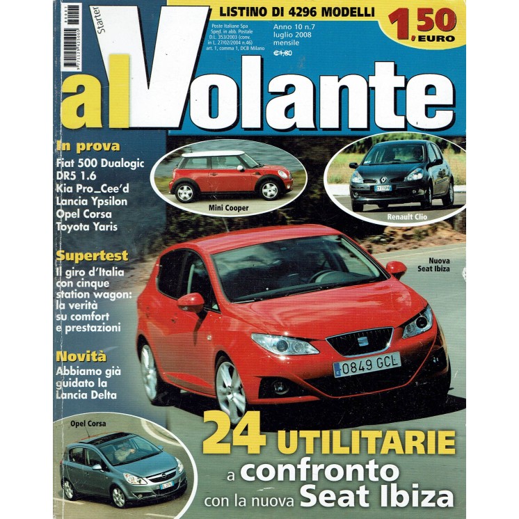 Al Volante n. 7 Anno X Lug 2008 Mini Cooper, Renault Clio, Seat Ibiza