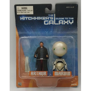 Hitchhikers Guide To The Galaxy ARTHUR & MARVIN Figures NUOVA NECA Gd44