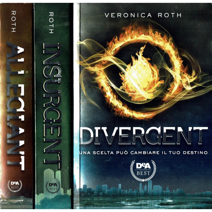 Veronica Roth: saga DIVERGENT 3 romanzi copertina FLESSIBILE ed.DEA NUOVO B23