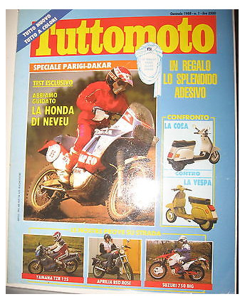 TUTTOMOTO N. 1 Gennaio 1988 Honda Vespa Yamaha TZR125 Aprilia Red Rose  