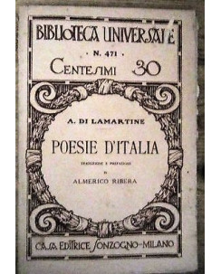 Lamartine: Poesie d'Italia 1932 Trad. Ribera Ed. Sonzogno [RS] A34