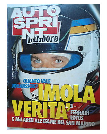 Auto Sprint   n.18  30apr/6mag   1985  Johansson-Ferrari-Lotus-Mc Laren    [SR]