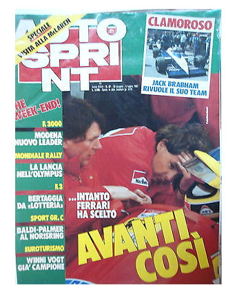 Auto Sprint   n.27  30giu/6lug   1987   Ferrari-Lancia-Baldi-Palmer-Brabham [SR]