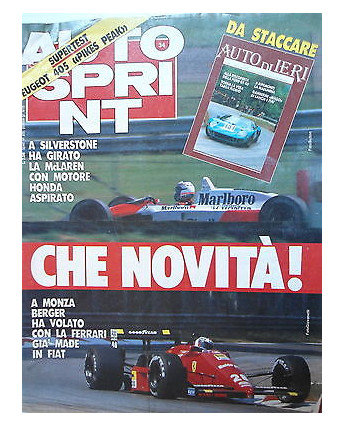 Auto Sprint   n.34  23/29 ago  1988  Inserto Auto ieri-Mc Laren-Ferrari   [SR]