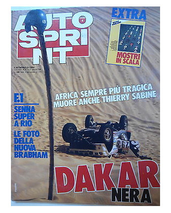 Auto Sprint   n.4  21/27 genn  1986   Dakar-Morte ThierrySabine-Senna- F.1  [SR]