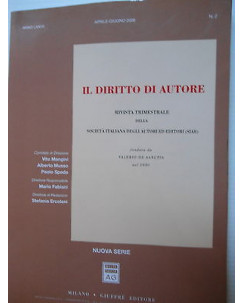 Fondata V. De Sanctis: Il diritto d'autore  apr/giu 2006 Ed. Giuffrè [SR] A74 