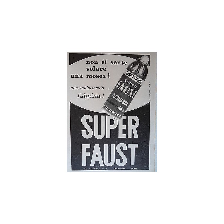 P63 .003 Pubblicita' Advertising Super Faust insetticida 1963 Clipp...