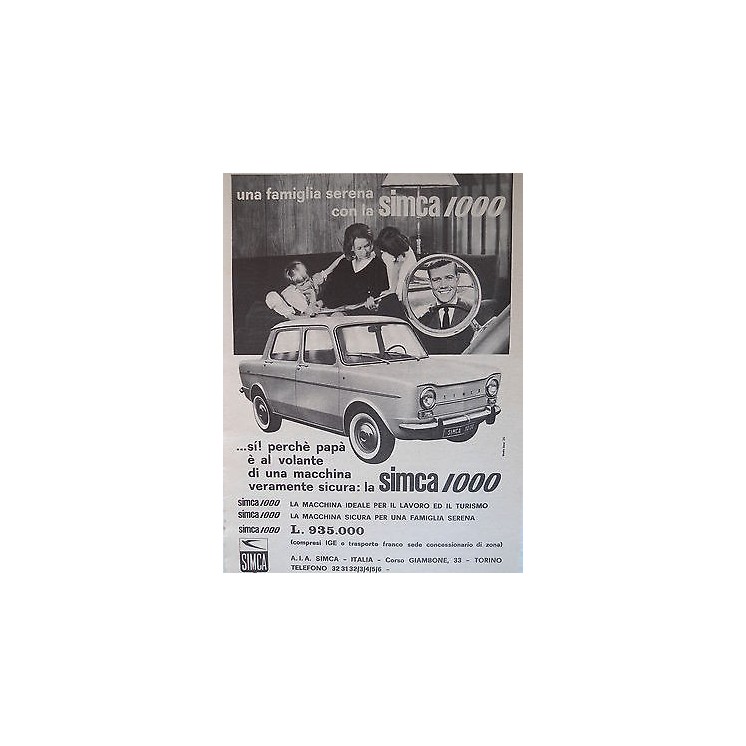 P63 .011 Pubblicita' Advertising SIMCA automobili 1963 Clipping  4,00€