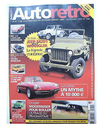 Autoretro'  n.290  sett  2005  Jeep M201-Alfa Spider-Facel Vega HK500      [SR]