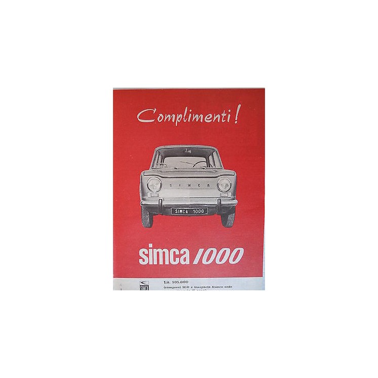 P63 .026 Pubblicita' Advertising SIMCA automobili 1963 Clipping  4,00€