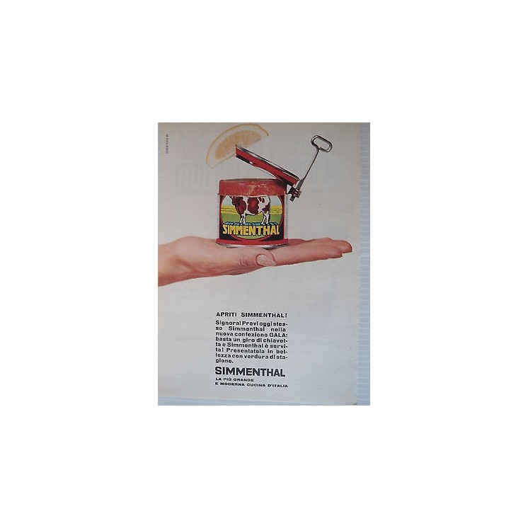 P63 .031 Pubblicita' Advertising Simmental carne in scatola 1963 Cl...