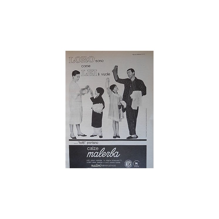 P63 .038 Pubblicita' Advertising Malerba calze uomo,donna,bambini 1...