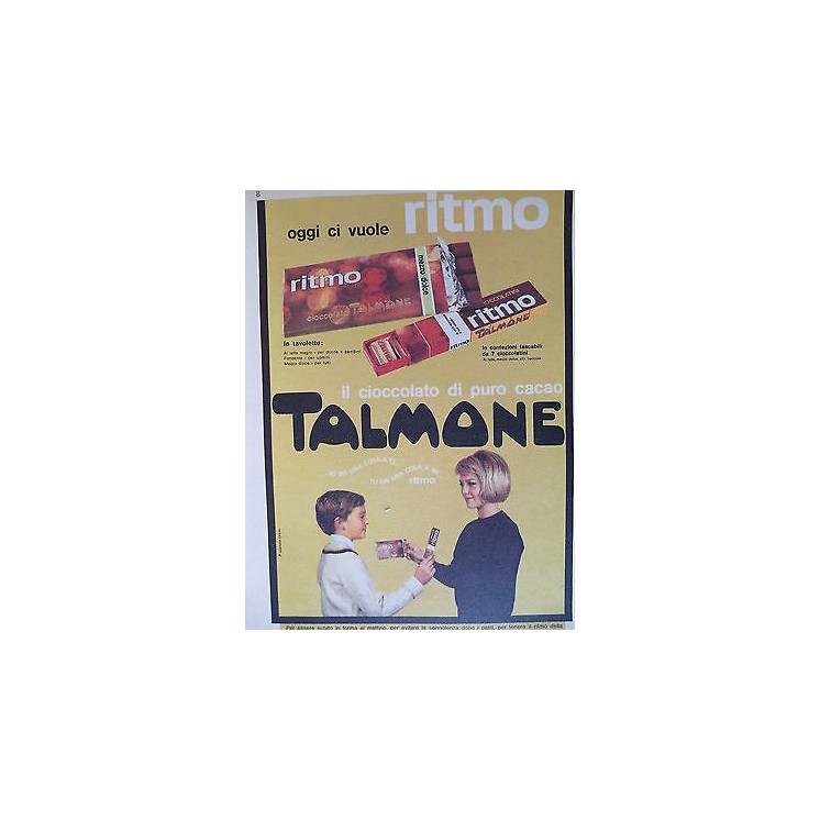 P63 .043 Pubblicita' Advertising TAlomone cioccolato  1963 Clipping...