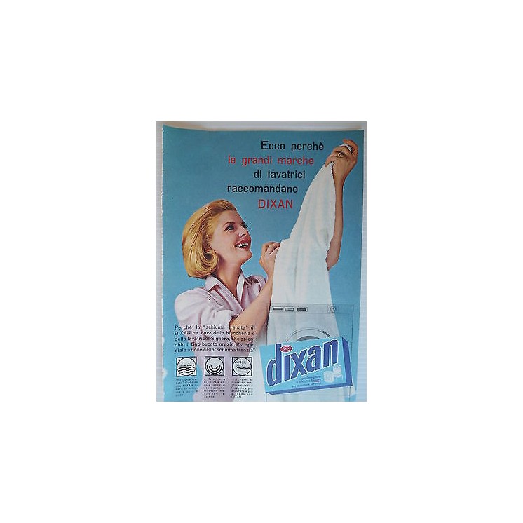 P64.003 Pubblicita' Advertising Dixane detersivo lavatrice 1964 Cli...