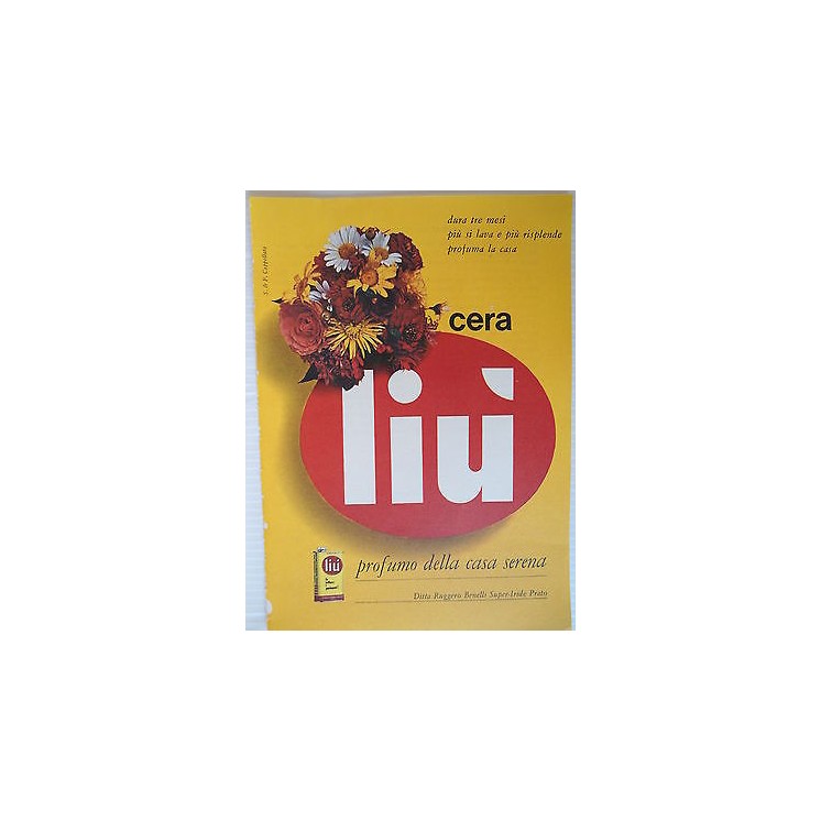 P64.005 Pubblicita' Advertising Liu' cera per pavimenti 1964 Clippi...