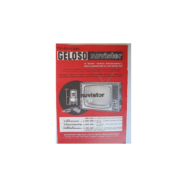 P64.014  Pubblicita' Advertising Geloso Nuvistor televisori 1964 Cl...