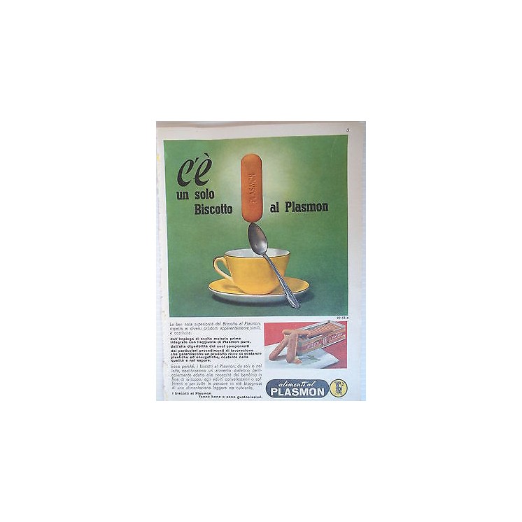 P64.019 Pubblicita' Advertising Plasmon biscotti 1964 Clipping  4,00€