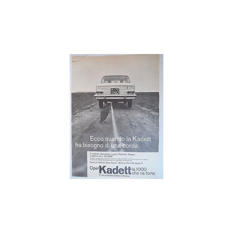 P64.021 Pubblicita' Advertising Opel Kadett automobili 1964 Clippin...