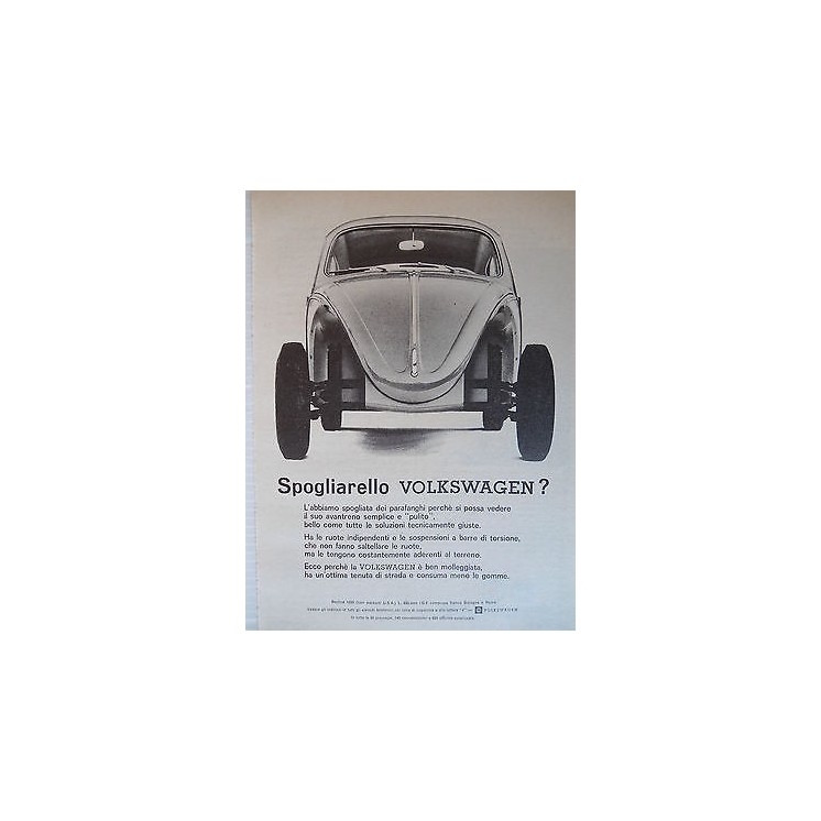 P64.025 Pubblicita' Advertising Volkswagen automobili 1964 Clipping...