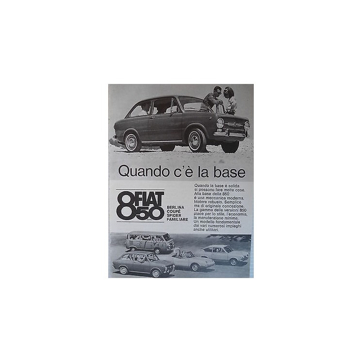 P64.039 Pubblicita' Advertising Fiat 850 automobili 1964 Clipping  ...