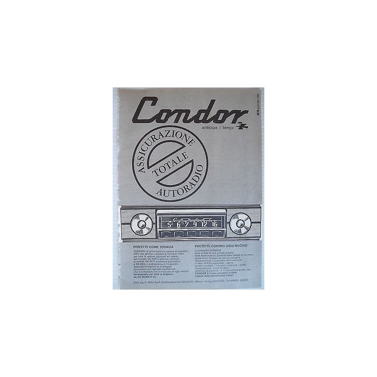 P65.005 Pubblicita' Advertising Condor autoradio 1965 Clipping  4,00€