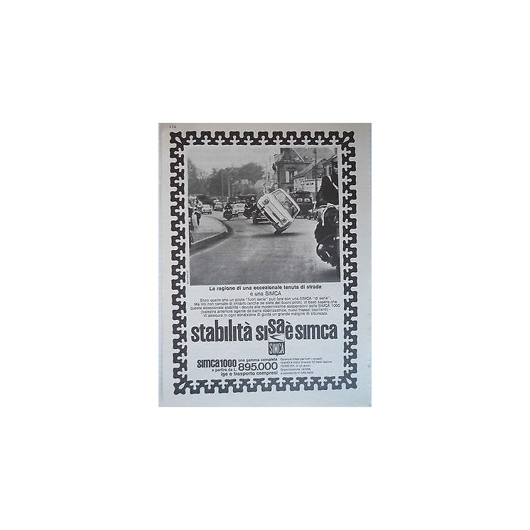 P65.011 Pubblicita' Advertising Simca automobili 1965 Clipping  4,00€