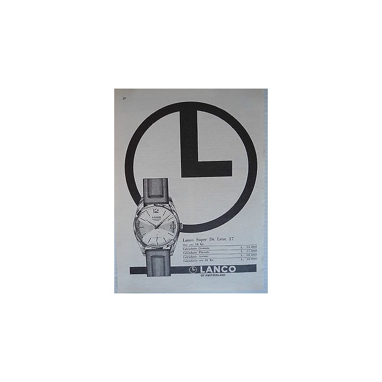 P65.027  Pubblicita' Advertising Lanco orologeria 1965 Clipping  4,00€