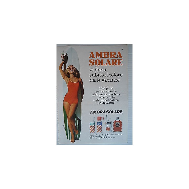 P65.028 Pubblicita' Advertising Ambra Solare creme/ spray solari 19...