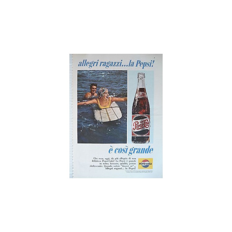 P65.029 Pubblicita' Advertising Pepsi Cola bevanda gassata 1965 Cli...