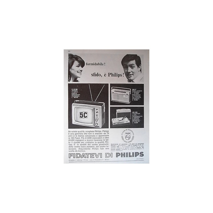 P66.003 Pubblicita' Advertising Philips Tv,radio,transistor 1966 Cl...
