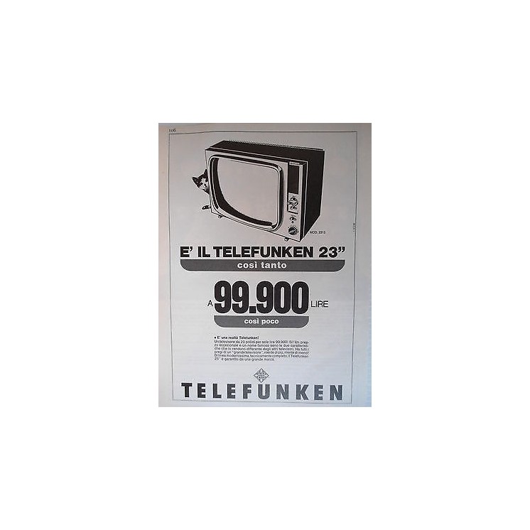 P66.035 Pubblicita' Advertising Telefunken televisori  1966 Clippin...